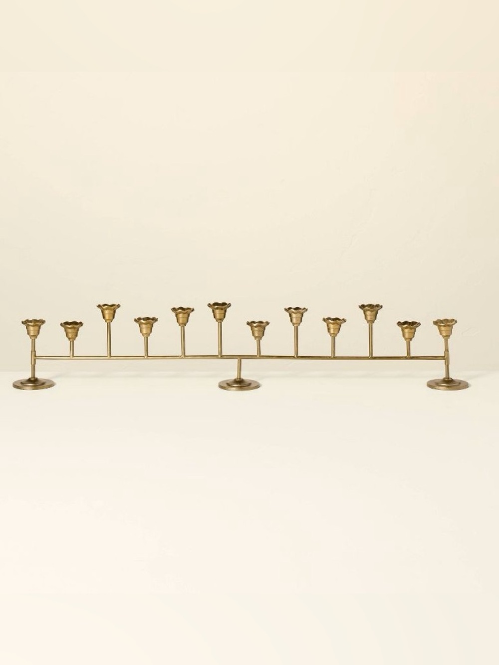 Hearth & Hand with Magnolia Scalloped Brass 12ct Taper Candelabra Antique Finish